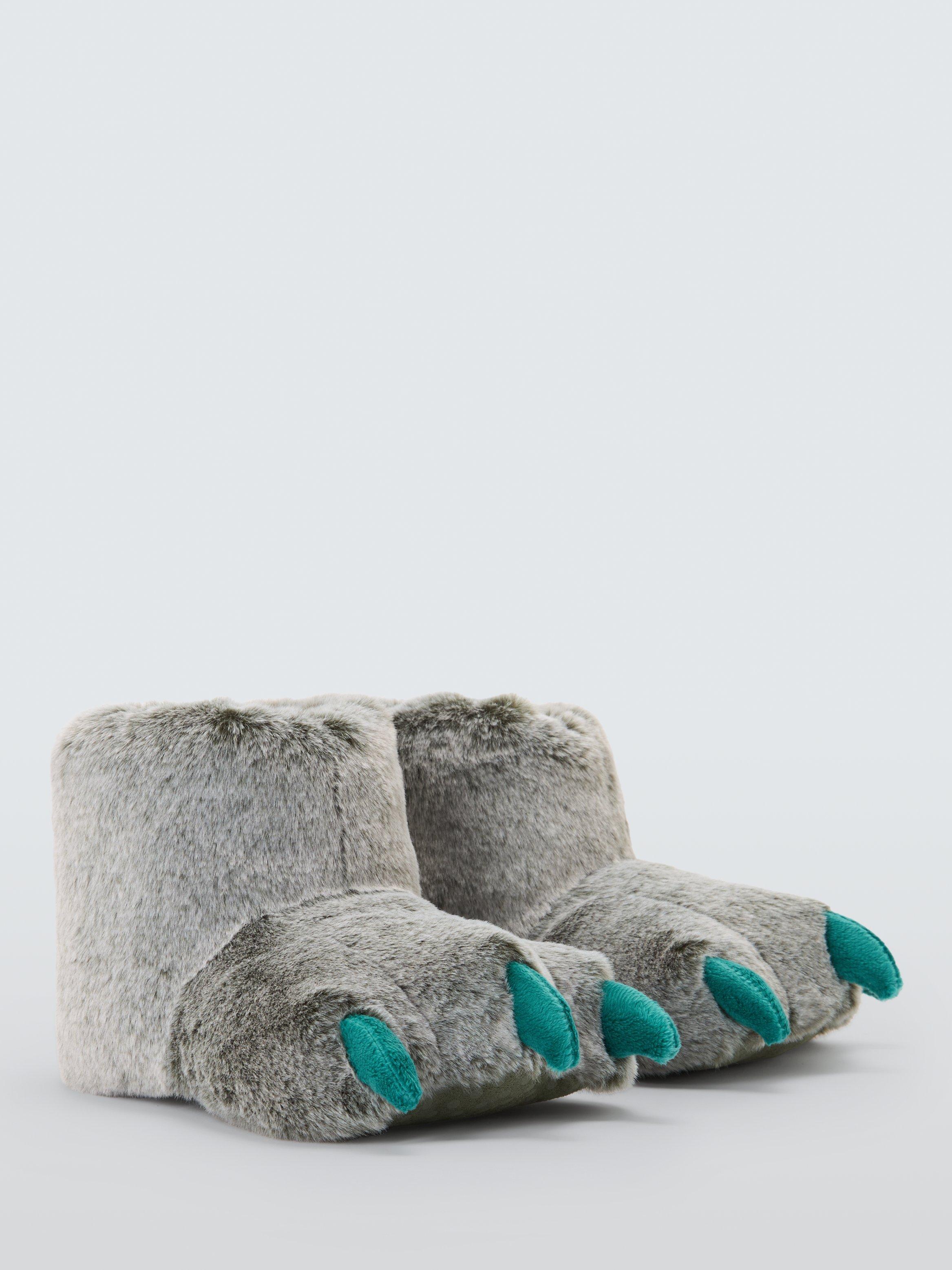 Product image 1 of 5, which shows John Lewis Kids' Big Foot Slippers, Blue, 6 Jnr