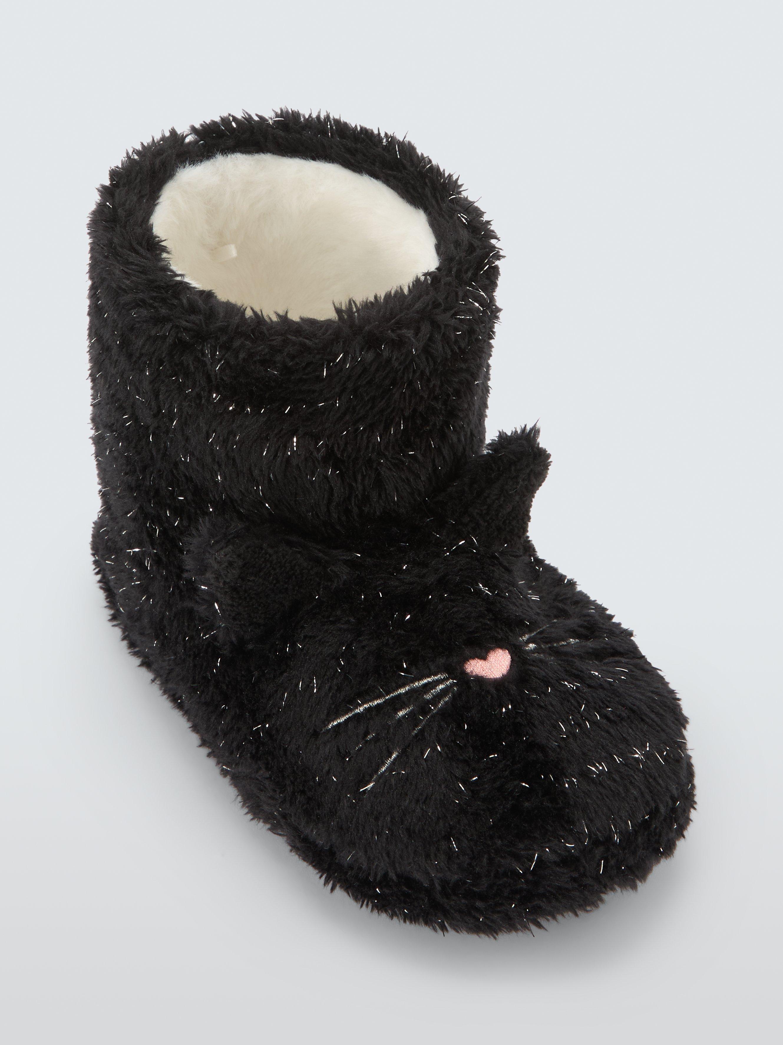 Product image 5 of 5, which shows John Lewis Kids' Cat Boot Slippers, Black, 6 Jnr