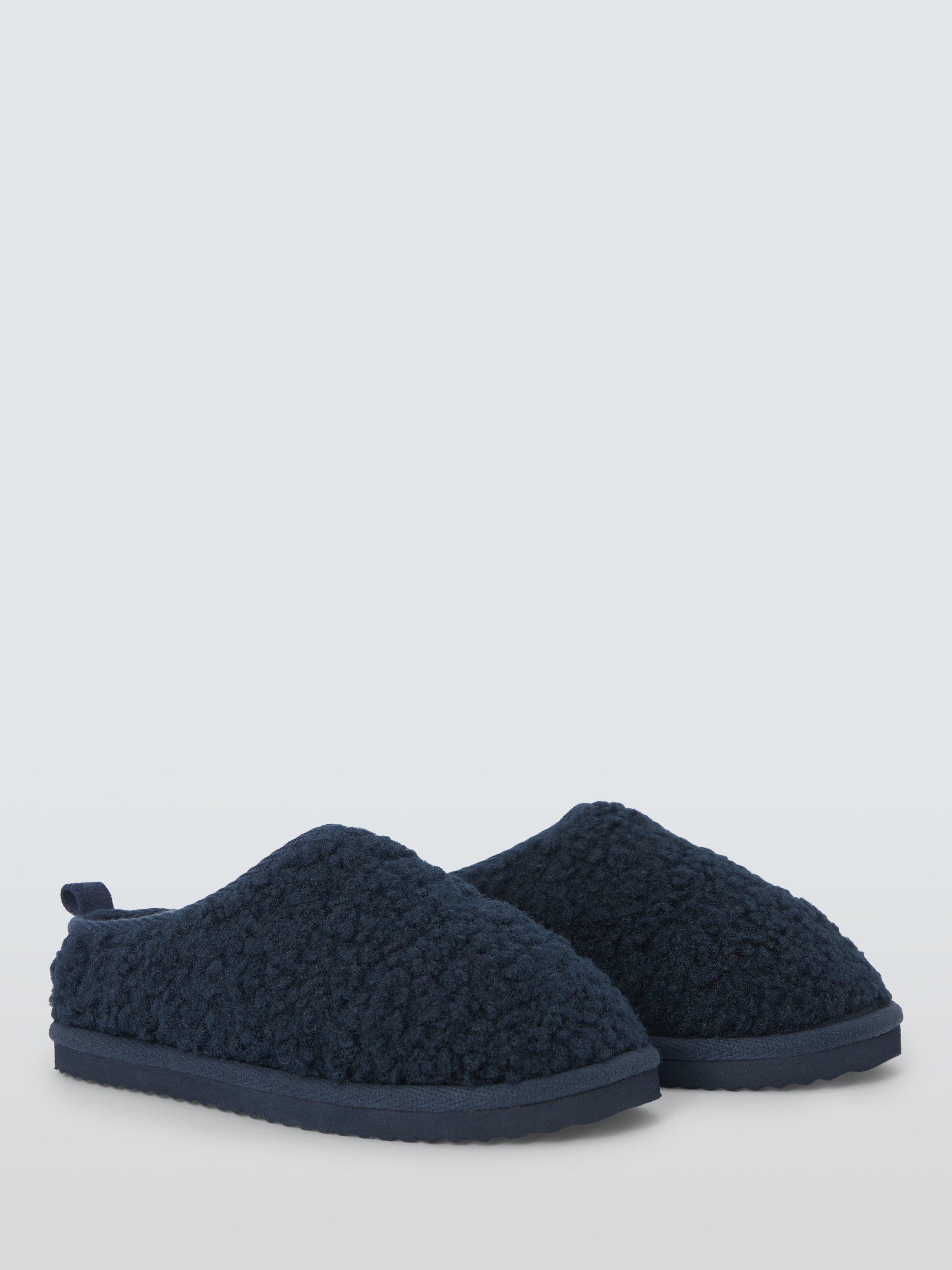 Product image 2 of 4, which shows John Lewis Kids' Borg Mule Slippers, Navy, 5