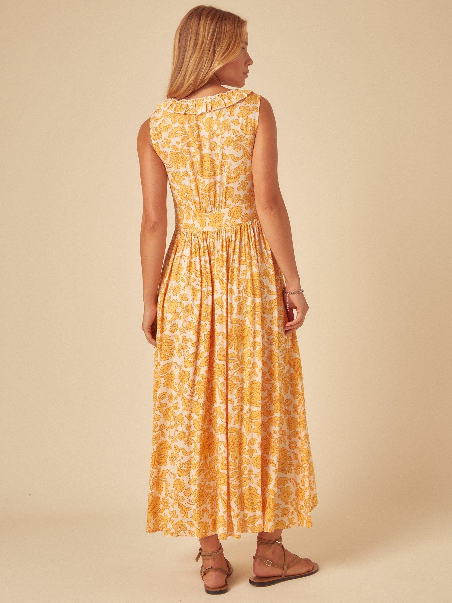 Product image 5 of 5, which shows Nobody's Child Flossie Sleeveless Floral Midi Dress, Yellow Multi, 6