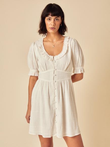Nobody's Child Flossie Cotton Mini Dress, White, White