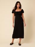 Nobody's Child Raven Cap Sleeve Cotton Linen Blend Midi Dress, Black