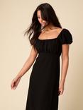 Nobody's Child Raven Cap Sleeve Cotton Linen Blend Midi Dress, Black