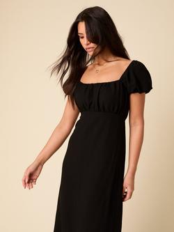 Nobody's Child Raven Cap Sleeve Linen Blend Midi Dress, Black - view 2, Black