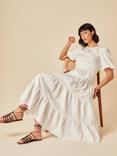 Nobody's Child Ricky Short Sleeve Tiered Cotton Midi Dress, White
