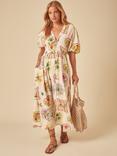 Nobody's Child Starlight Vintage Print Linen Rich Dress, Retro Fruit