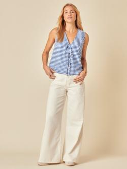 Nobody's Child Tessa Sleeveless Gingham Cotton Top, Blue - view 2, Blue