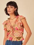 Nobody's Child Marigold Ruffle Cap Sleeve Patchwork Top, Multi