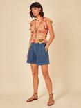 Nobody's Child Marigold Ruffle Cap Sleeve Patchwork Top, Multi