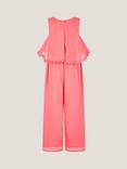 Monsoon Kids' Leia Lace Trim Tier Playsuit, Coral