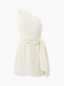 French Connection Birdie One Shoulder Linen Blend Dress, Cornsilk Yellow, Cornsilk Yellow