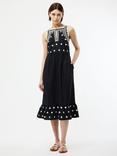 French Connection  Devin Poplin Embroidered Midi Dress, Black