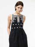 French Connection  Devin Poplin Embroidered Midi Dress, Black