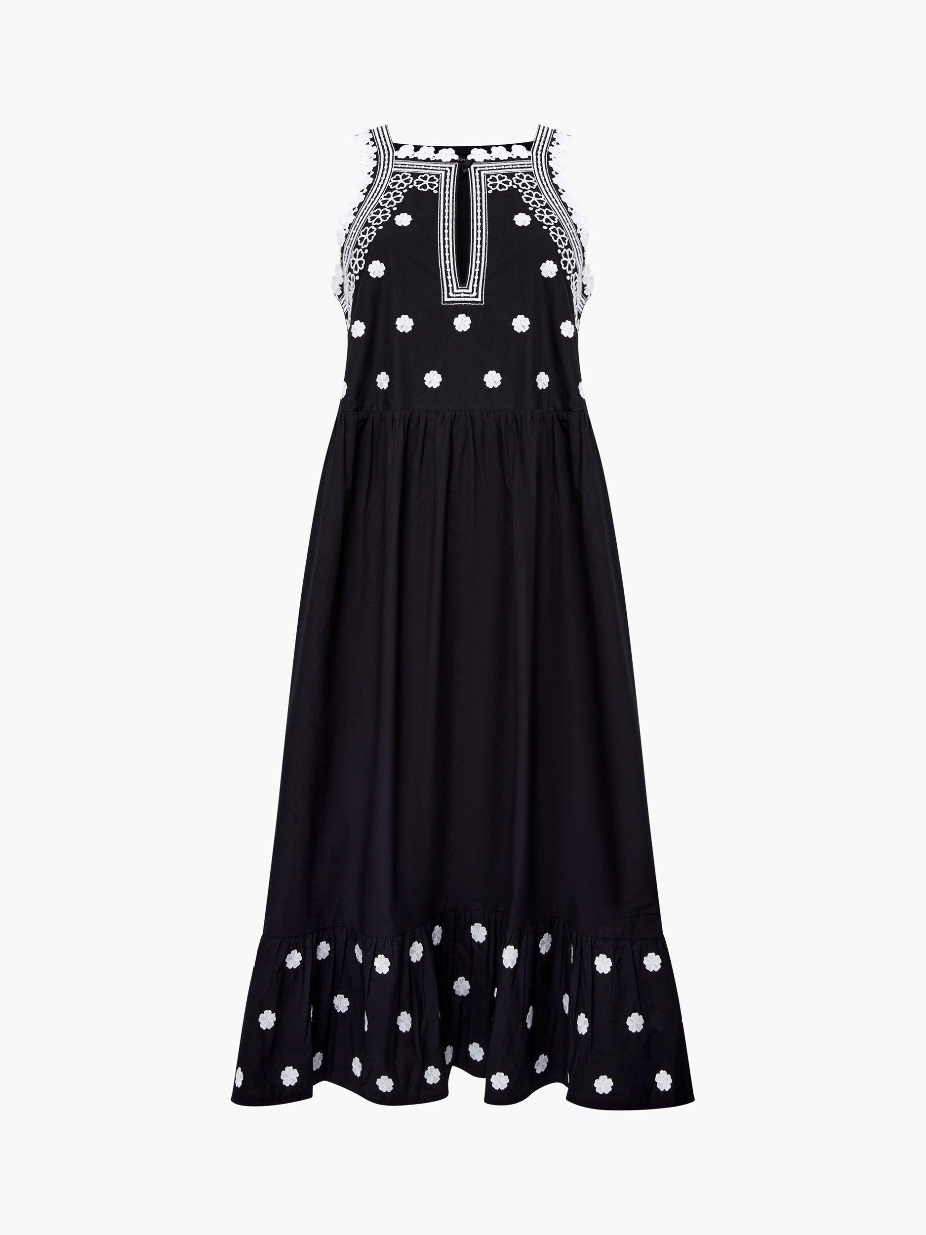 Product image 5 of 5, which shows French Connection  Devin Poplin Embroidered Midi Dress, Black, 6