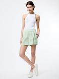 French Connection Stripe Seersucker Cotton Shorts, Green/White