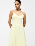 French Connection Raya Chiffon Ruffle Neck Midi Dress, Cornsilk Yellow