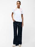 French Connection 3D Floral Motif Short Sleeve T-Shirt, Linen White