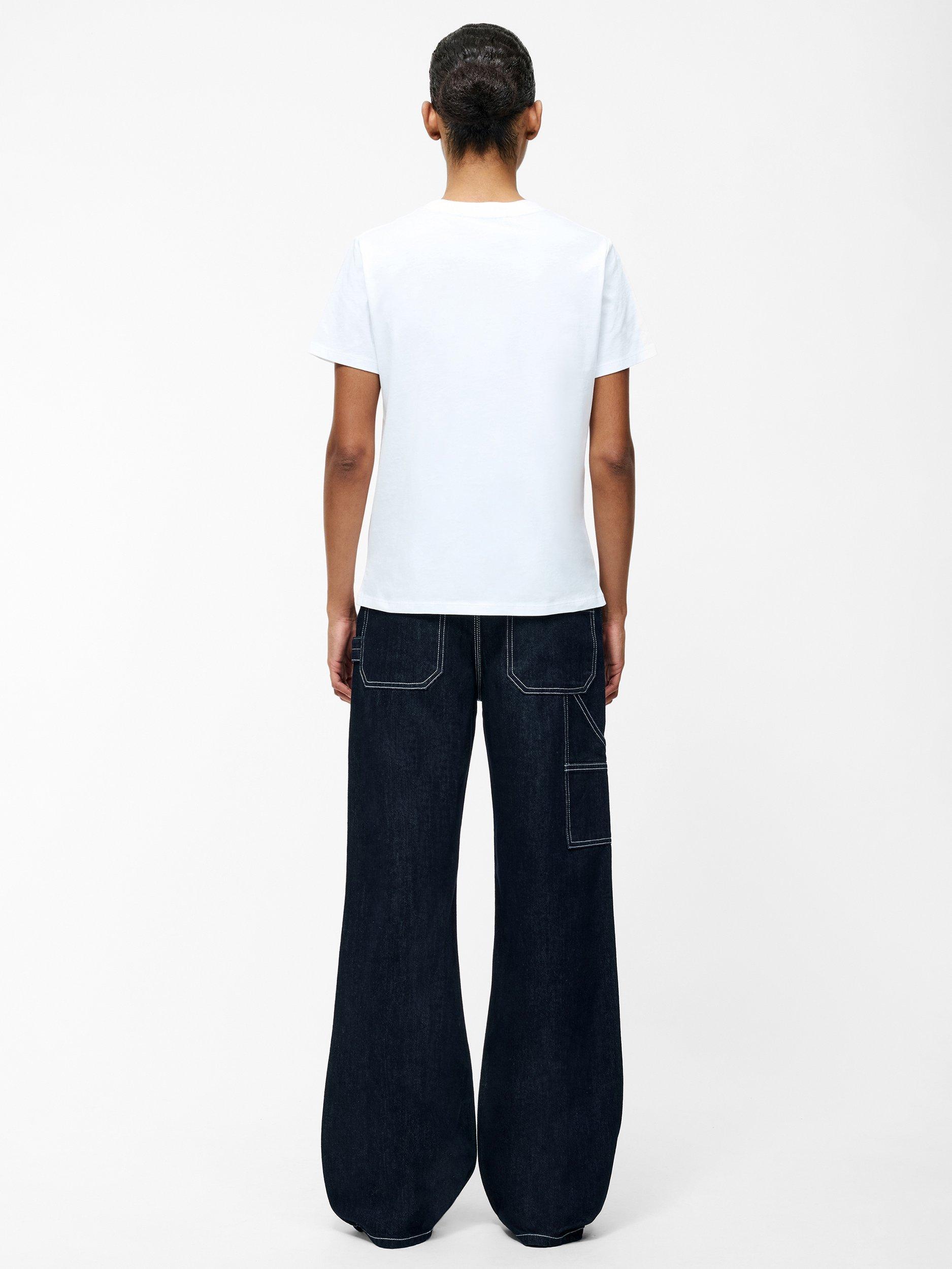 Product image 4 of 5, which shows French Connection 3D Floral Motif Short Sleeve T-Shirt, Linen White, XS