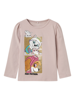 NAME IT Kids' Long Sleeve Cotton Paw Patrol T-Shirt, Burnished Lilac, Burnished Lilac