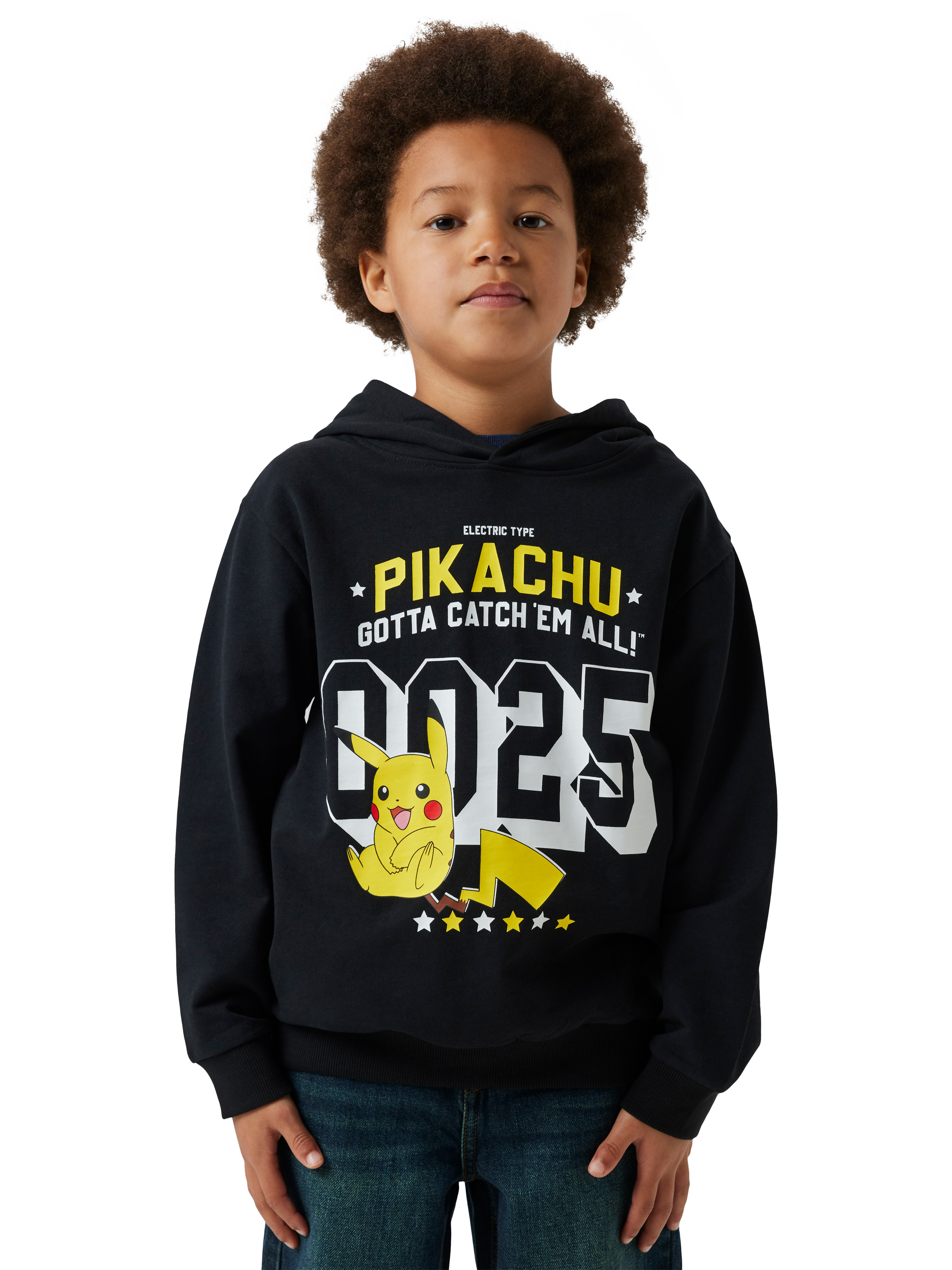 Product image 1 of 4, which shows NAME IT Kids' Cotton Pokémon Hooded Sweatshirt, Black, 6 years