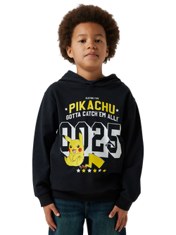 NAME IT Kids' Cotton Pokémon Hooded Sweatshirt, Black, Black