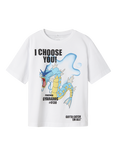 NAME IT Kids' Cotton Short Sleeved Pokémon T-Shirt, Bright White