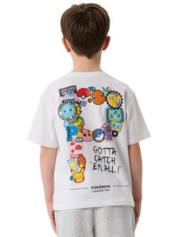 NAME IT Kids' Cotton Short Sleeved Pokémon T-Shirt, Bright White - view 2, Bright White