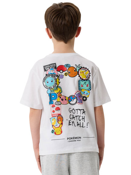 NAME IT Kids' Cotton Short Sleeved Pokémon T-Shirt, Bright White - view 2, Bright White