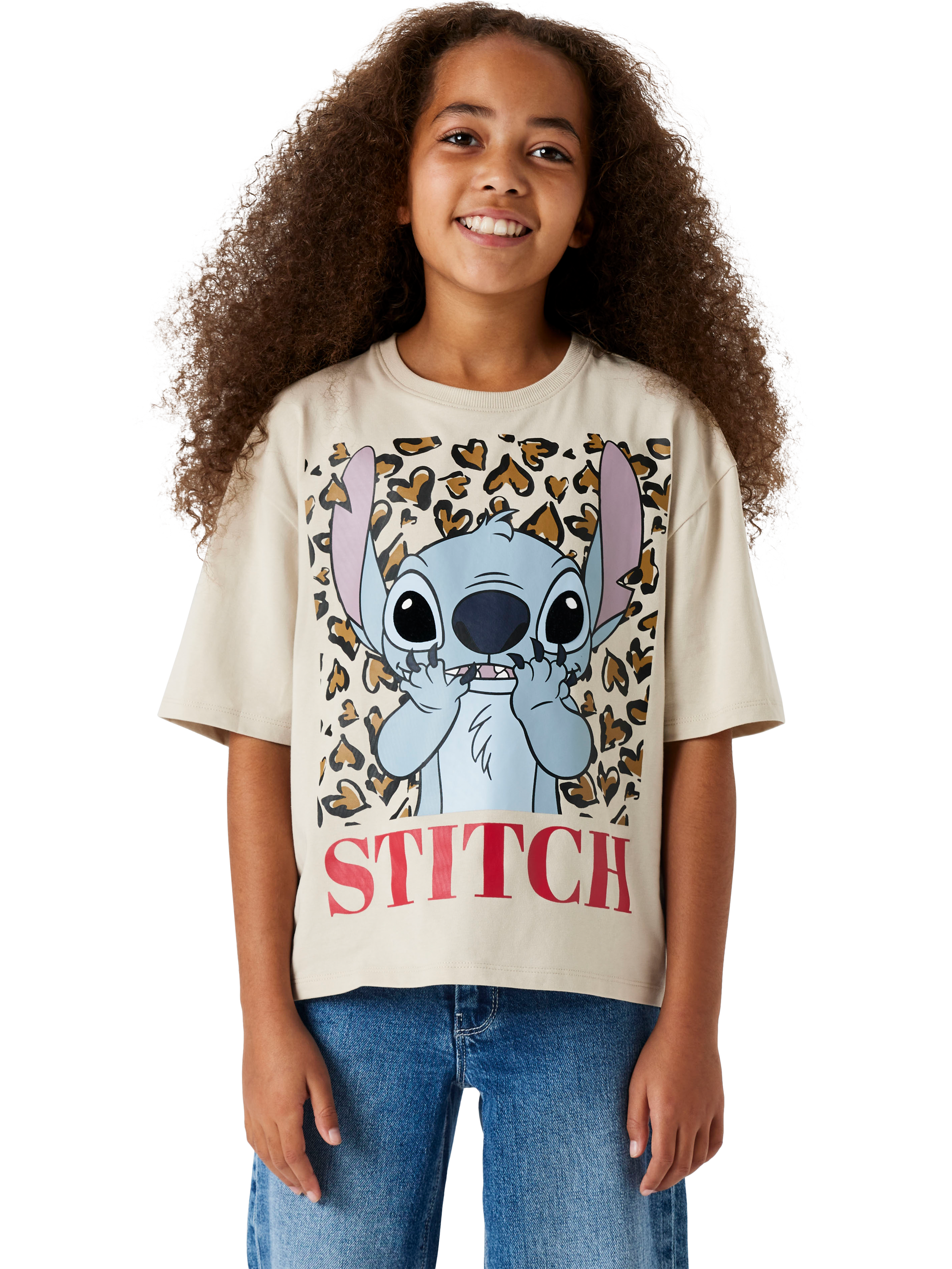 Product image 1 of 5, which shows NAME IT Kids' Cotton Short Sleeve Stitch Print T-Shirt, Peyote, 6 years