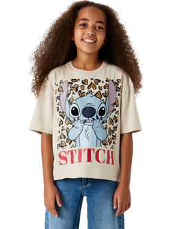 NAME IT Kids' Cotton Short Sleeve Stitch Print T-Shirt, Peyote, Peyote
