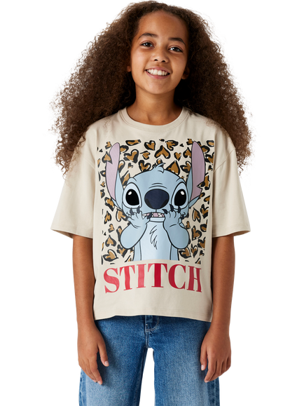NAME IT Kids' Cotton Short Sleeve Stitch Print T-Shirt, Peyote, Peyote