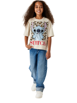 NAME IT Kids' Cotton Short Sleeve Stitch Print T-Shirt, Peyote - view 2, Peyote