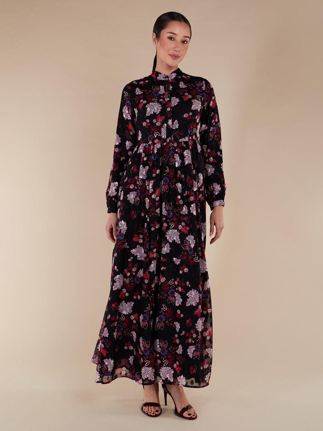 Product image 1 of 3, which shows Aab Rakuyou Maxi Dress, Black/Multi, S Reg