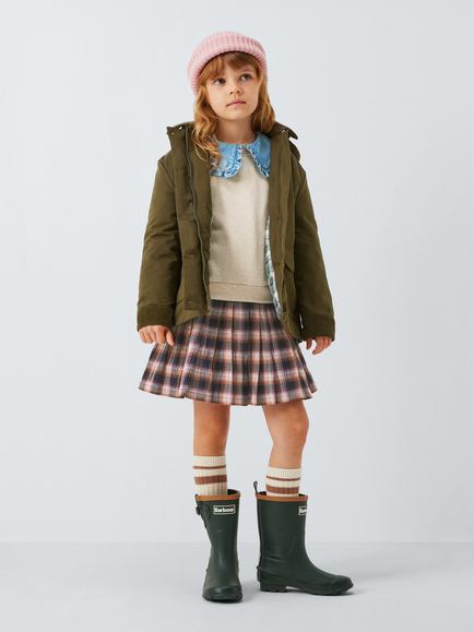 John Lewis Kids' Half & Half Jersey Plaid Dress, Multi - view 2, Multi