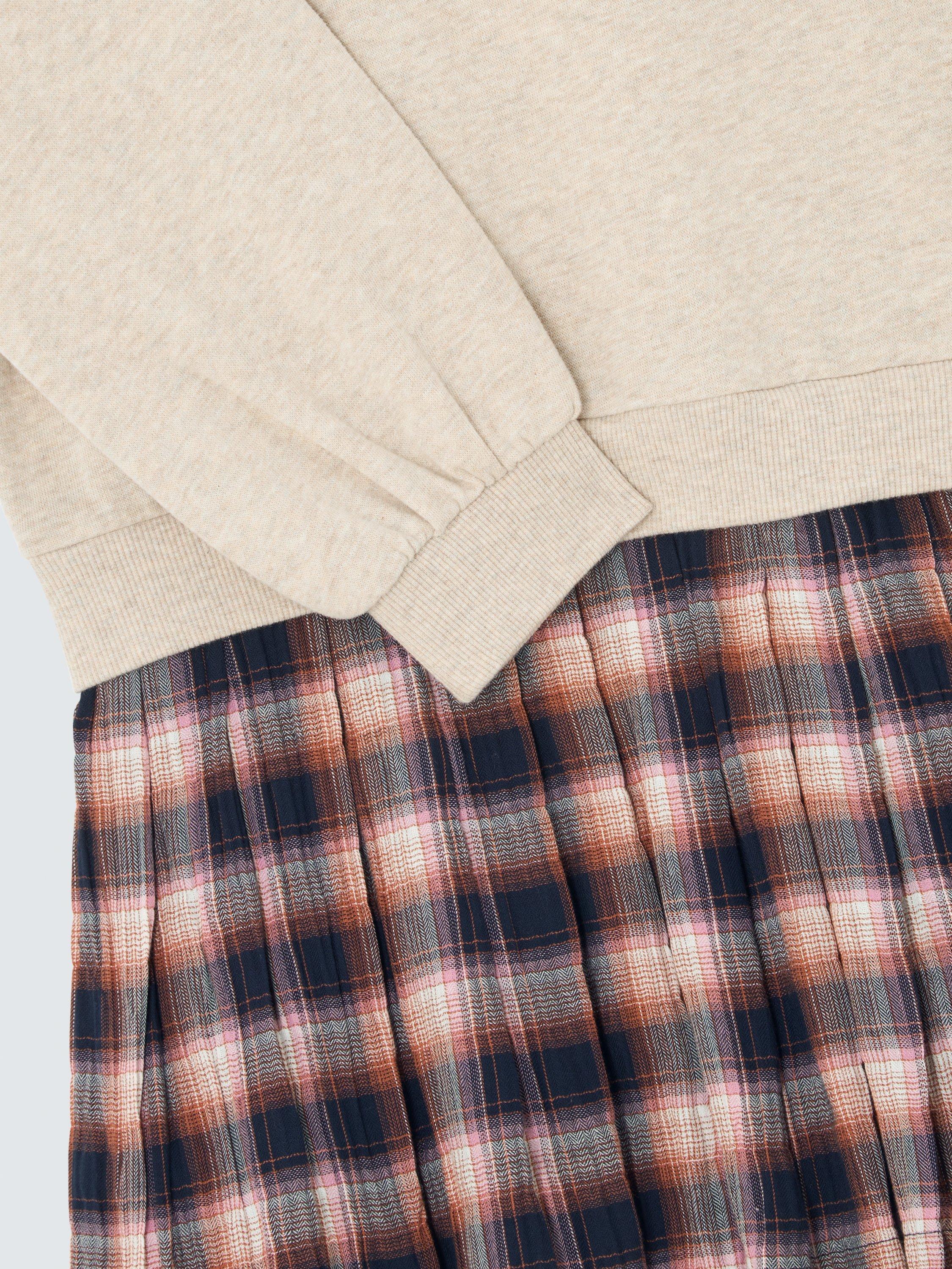 Product image 7 of 7, which shows John Lewis Kids' Half & Half Jersey Plaid Dress, Multi, 3 years