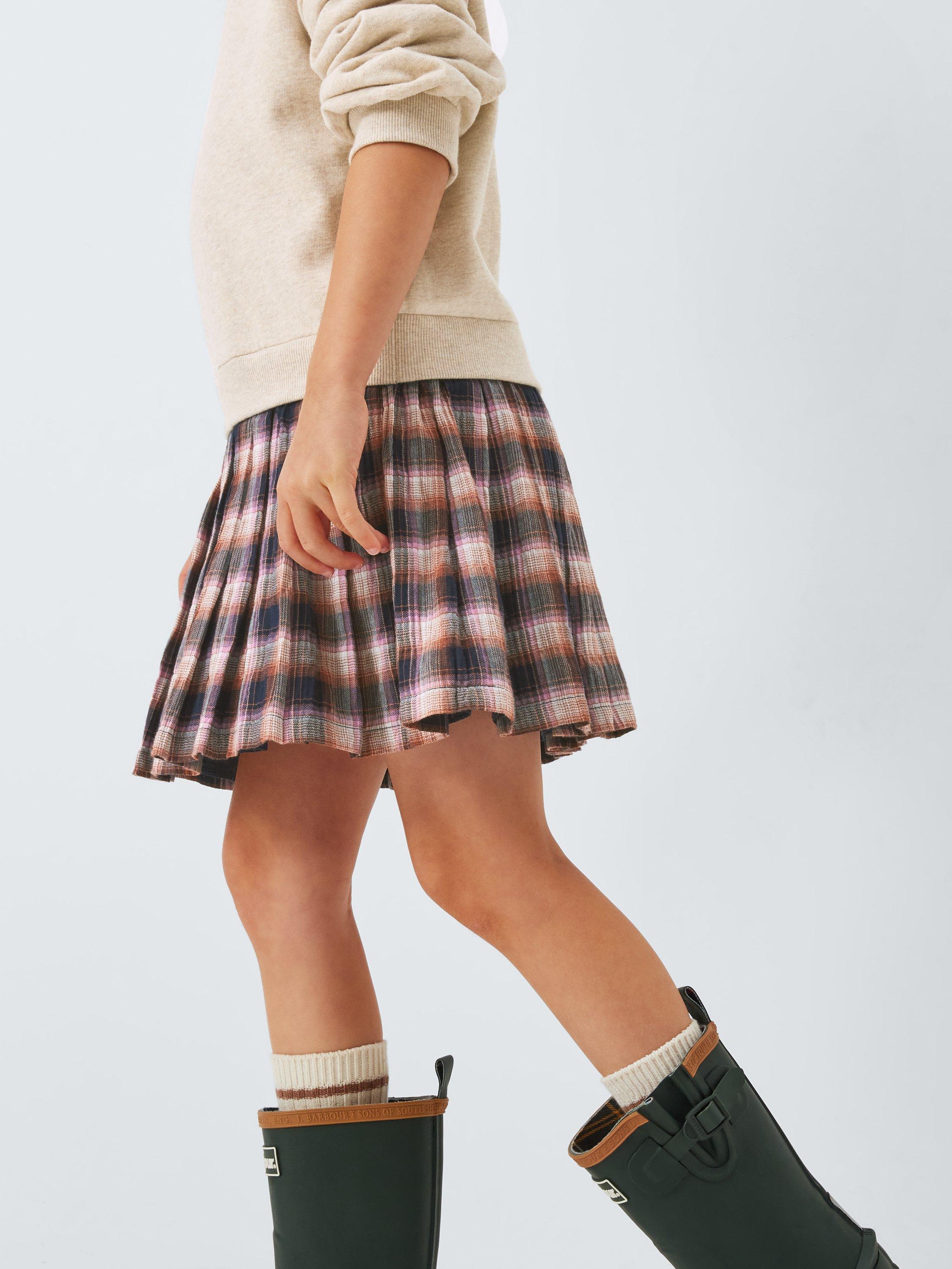 Product image 5 of 7, which shows John Lewis Kids' Half & Half Jersey Plaid Dress, Multi, 3 years