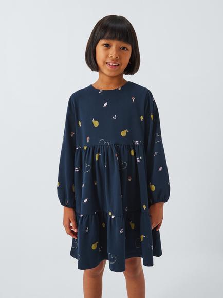 John Lewis Kids' Graphic Print Jersey Dress, Navy, Navy
