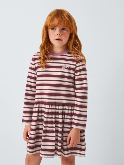 John Lewis Kids' Flower Stripe Jersey Dress, Miulti