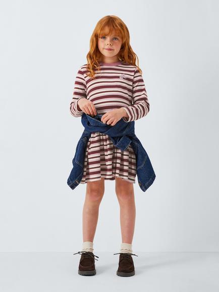 John Lewis Kids' Flower Stripe Jersey Dress - view 2, Miulti