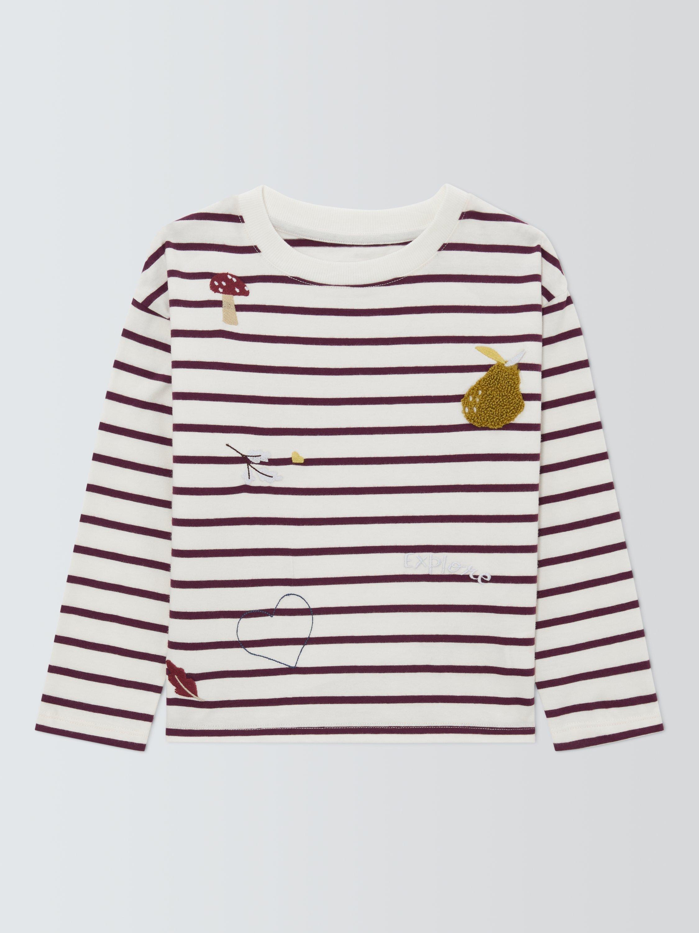 Product image 4 of 7, which shows John Lewis Kids' Embroidered Stripe Jersey Top, Multi, 3 years