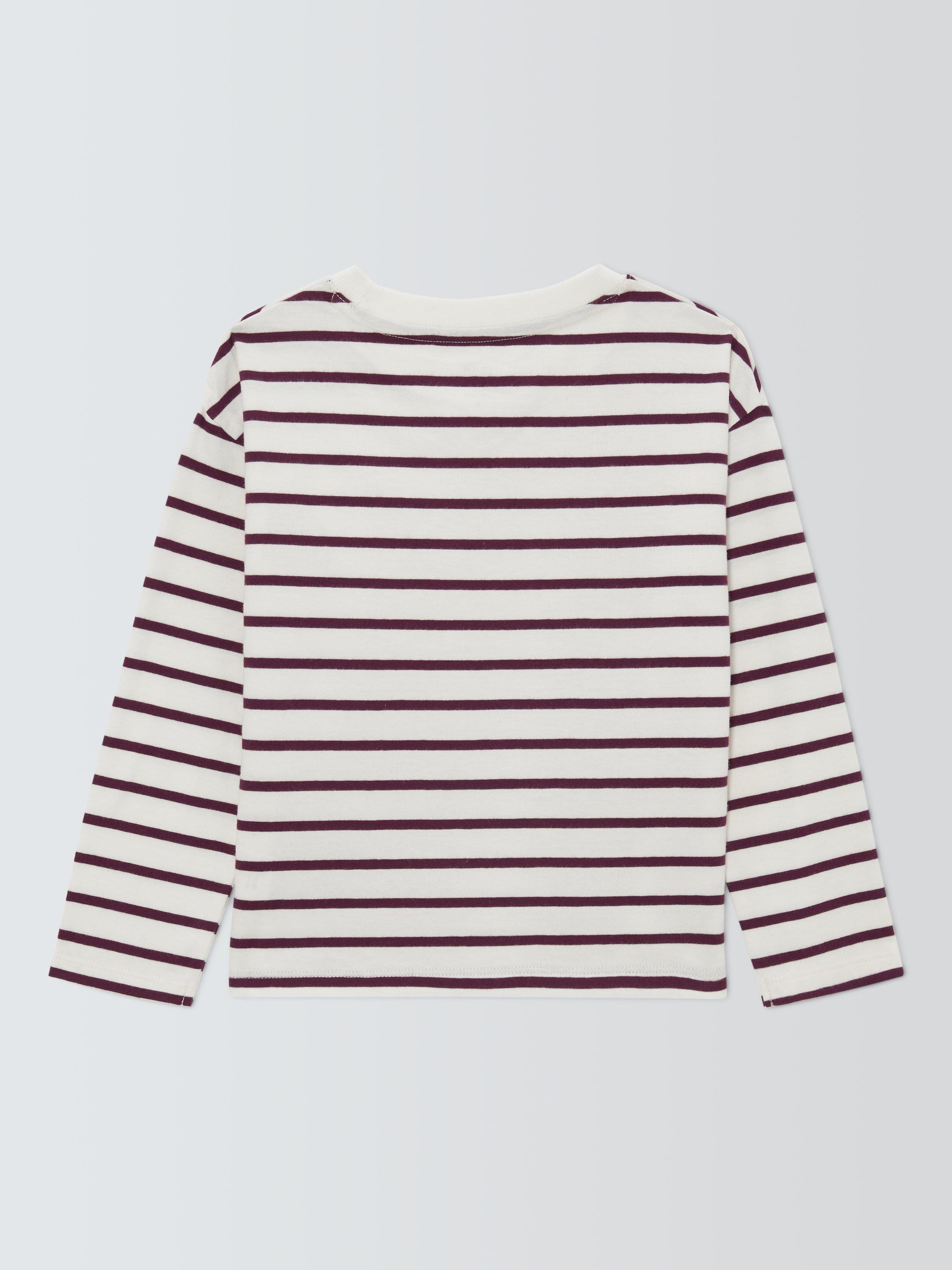 Product image 7 of 7, which shows John Lewis Kids' Embroidered Stripe Jersey Top, Multi, 3 years