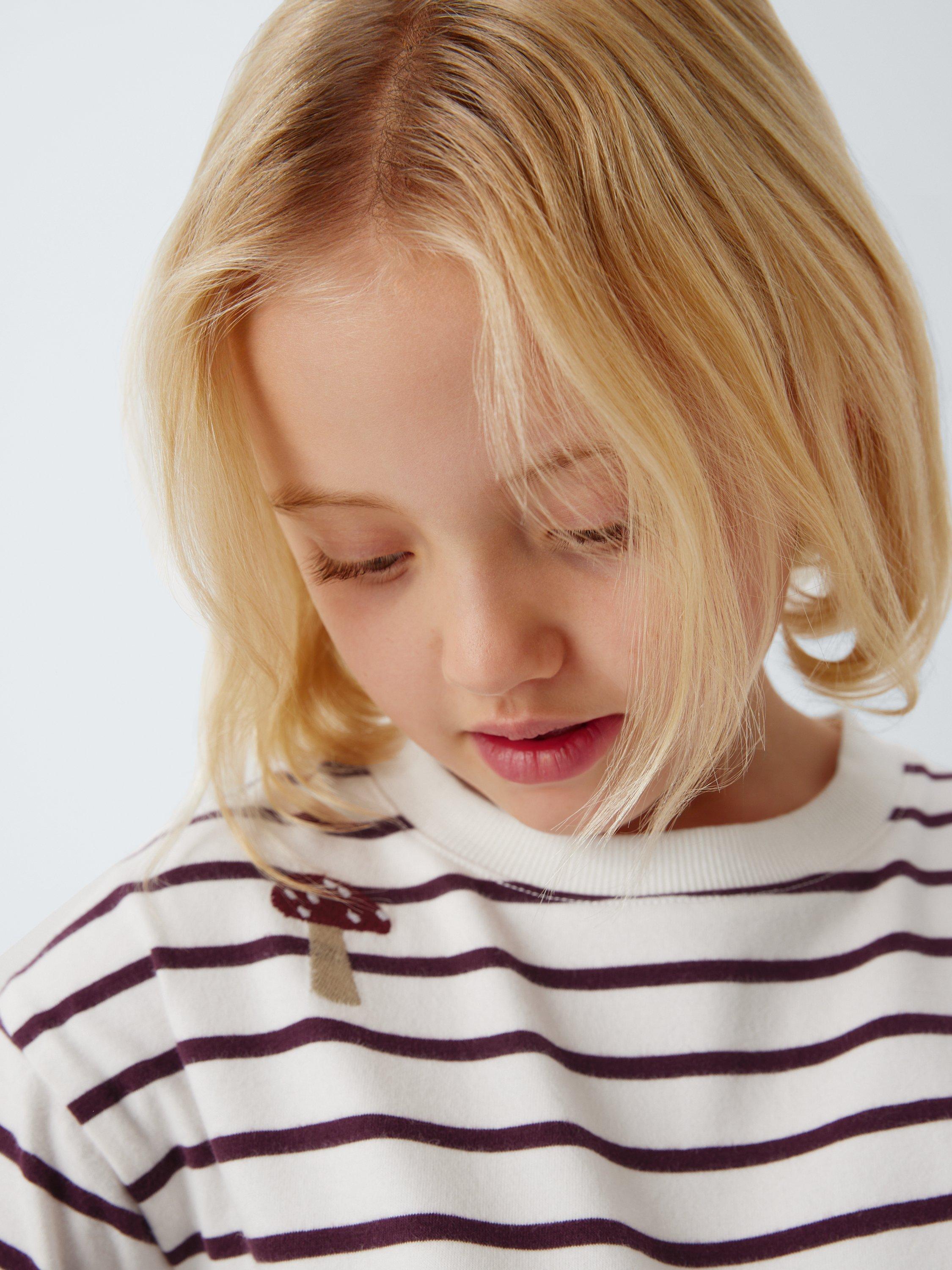 Product image 3 of 7, which shows John Lewis Kids' Embroidered Stripe Jersey Top, Multi, 3 years