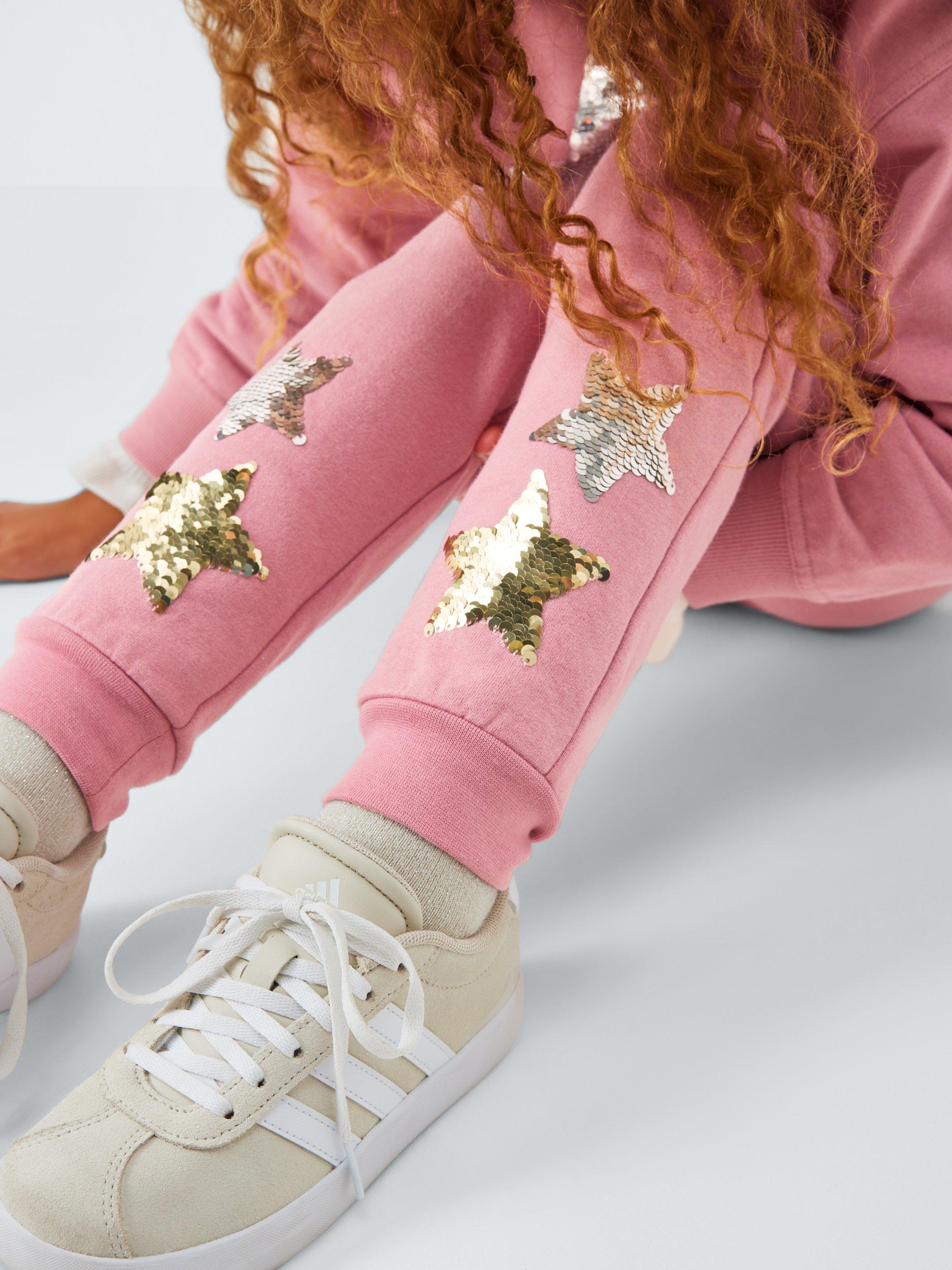 Product image 4 of 7, which shows John Lewis Kids' Sequin Star Joggers, Pink, 3 years
