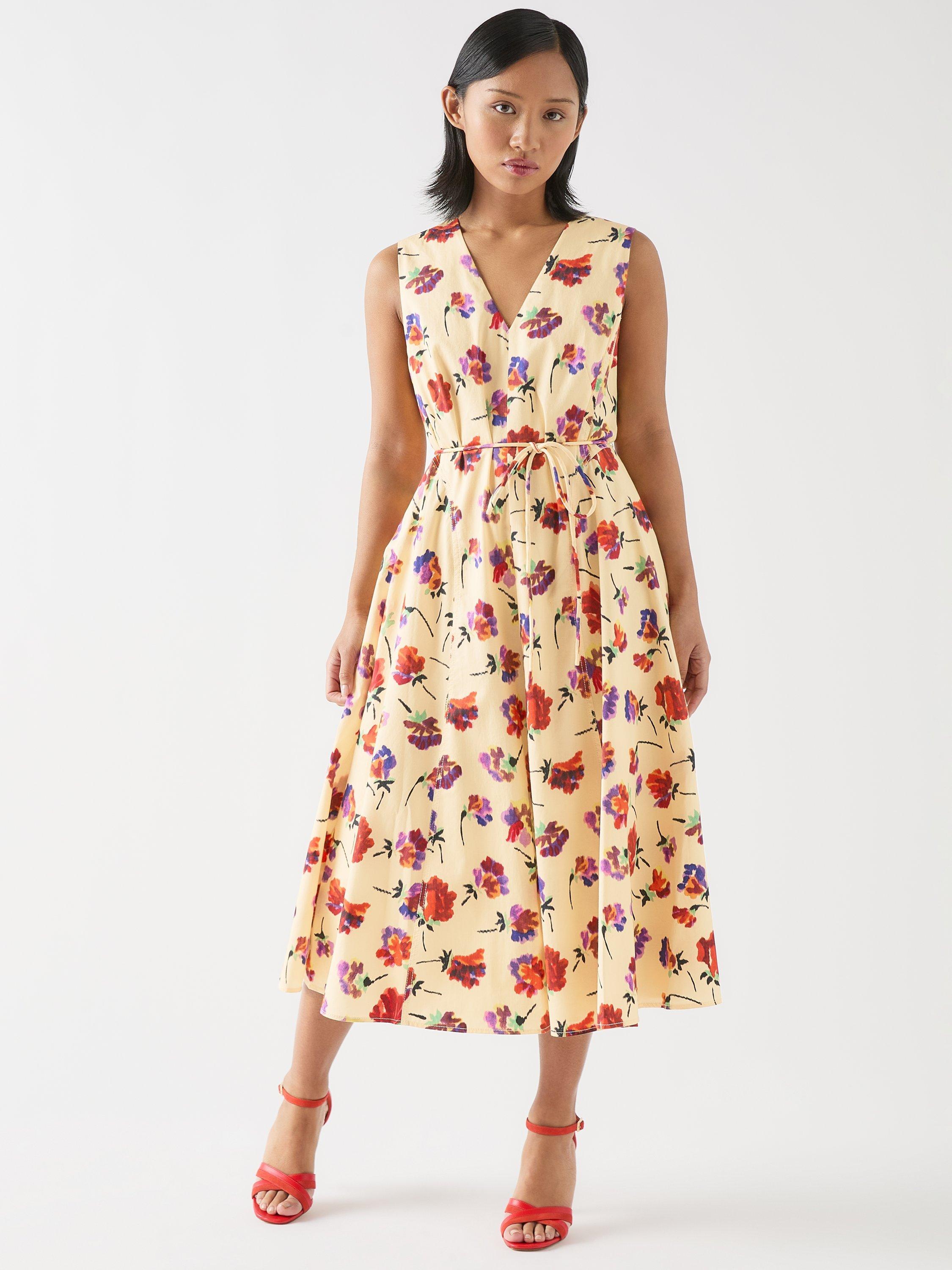 Product image 1 of 4, which shows L.K.Bennett Petite Gaia Floral Dress, Cream, 6