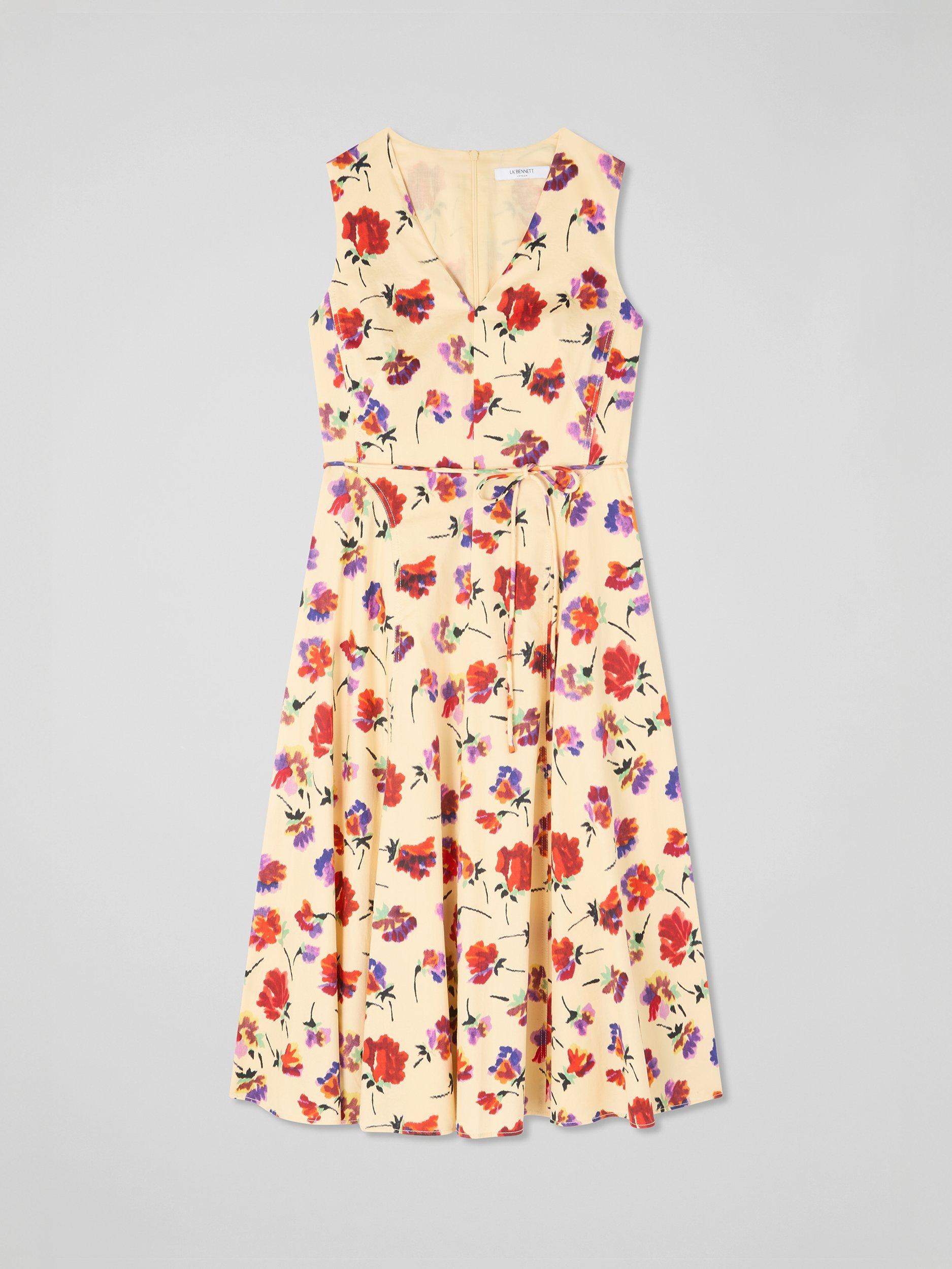 Product image 4 of 4, which shows L.K.Bennett Petite Gaia Floral Dress, Cream, 6