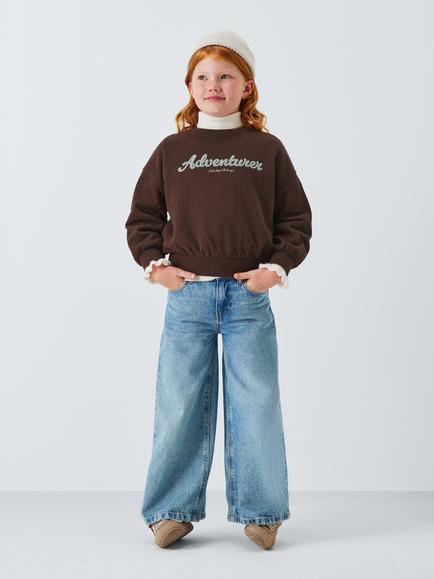 John Lewis Kid's Adventurer Sweatshirt, Brown, Cream - view 2, Brown, Cream