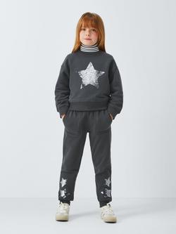 John Lewis Kids' Sequin Star Sweatshirt, Black - view 2, Black
