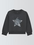 John Lewis Kids' Sequin Star Sweatshirt, Black