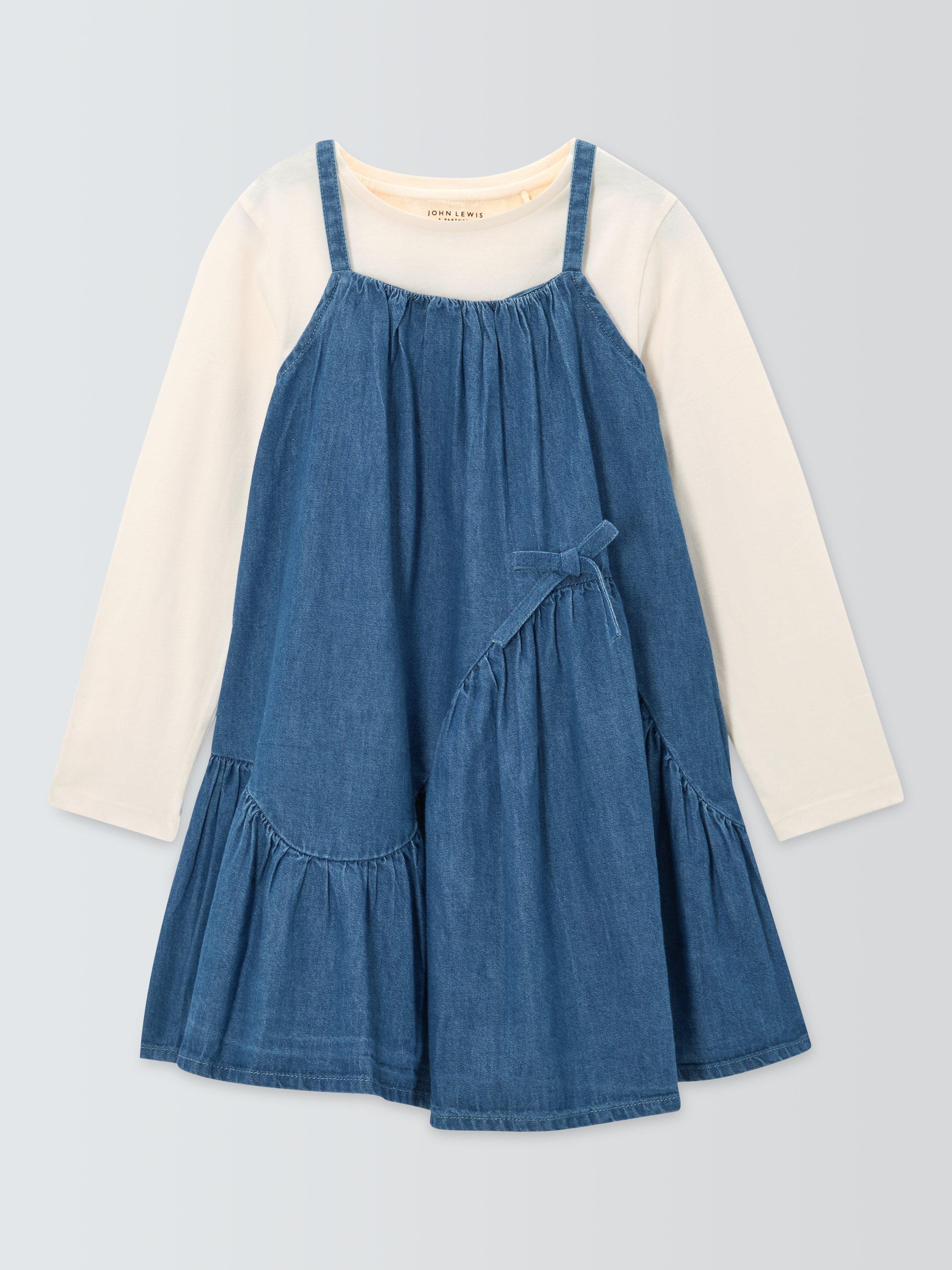 Product image 3 of 7, which shows John Lewis Top & Bow Denim Dress Set, Multi, 3 years