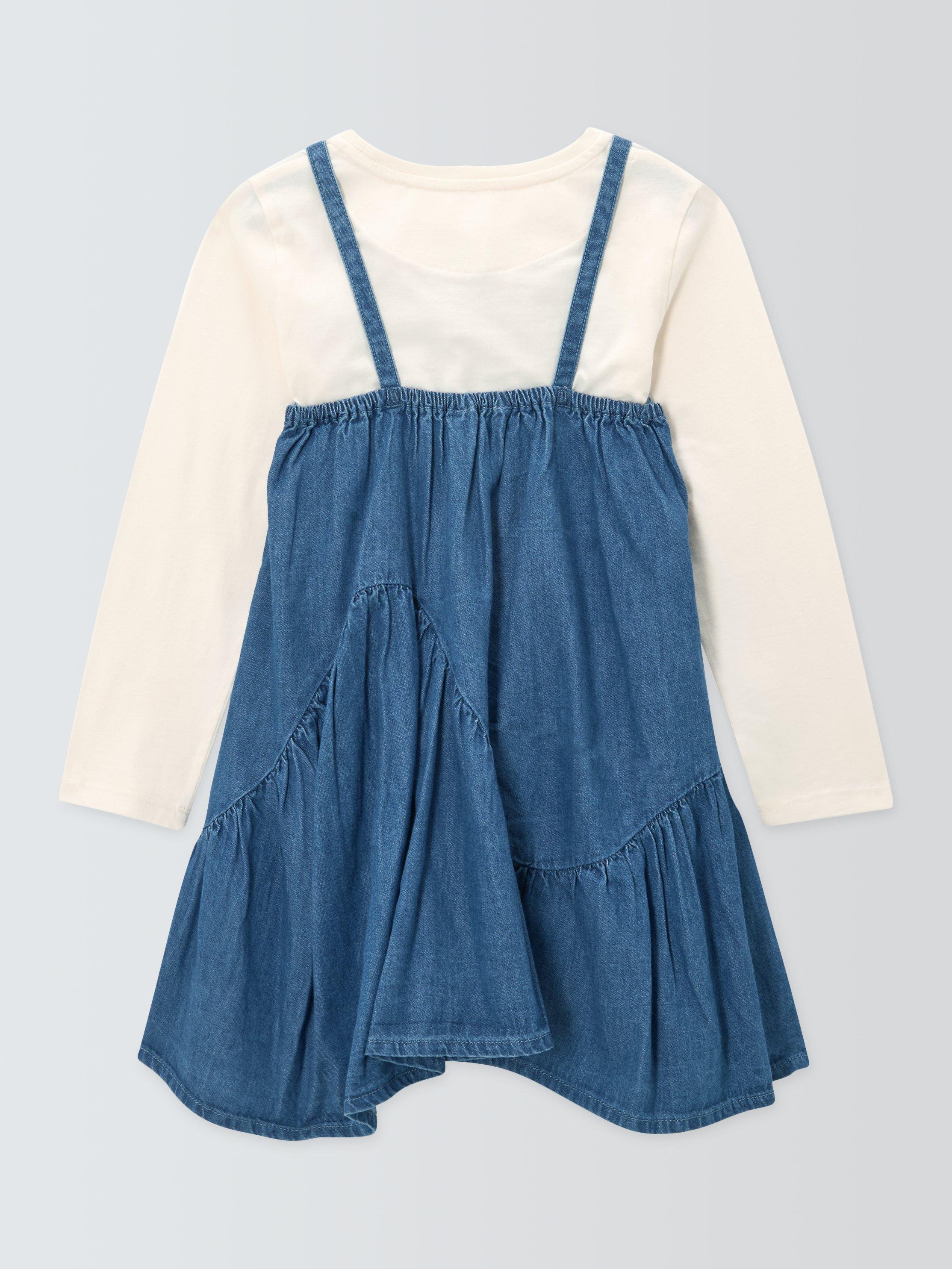 Product image 6 of 7, which shows John Lewis Top & Bow Denim Dress Set, Multi, 3 years